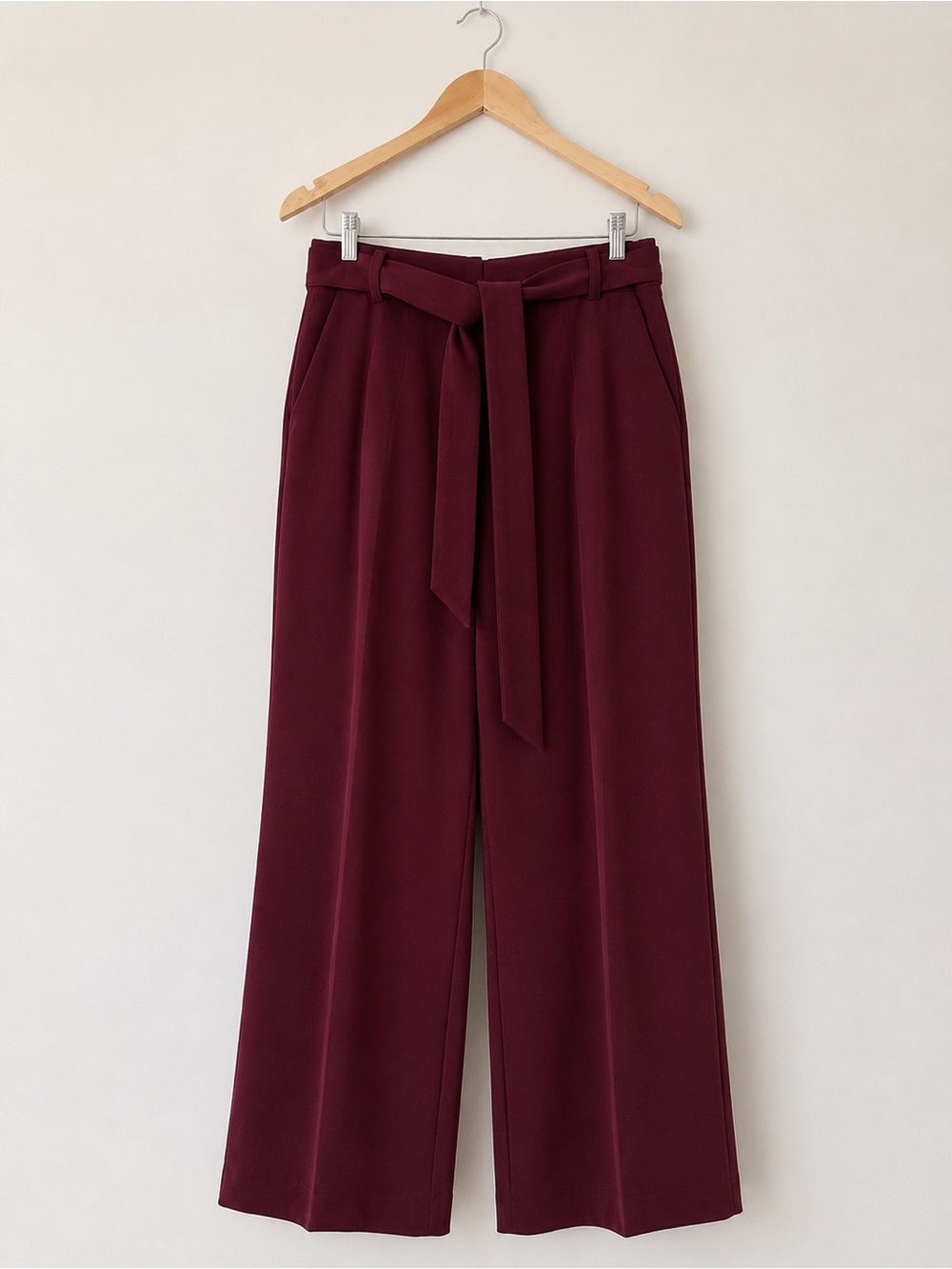 RW&CO Burgundy High Rise Wide Leg Tie Waist Pants Size 12